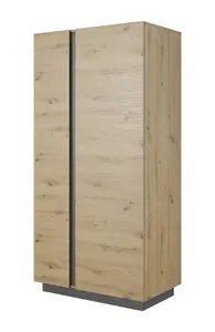 Arco Contemporary 2 Hinged Door Wardrobe 5 Shelves 1 Rail Artisan Oak Effect (H)1940mm (W)970mm (D)540mm