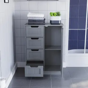 Hayle Matt Grey Freestanding Single Bathroom Drawer cabinet (H) 810mm (W) 600mm