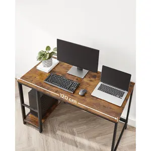 Vaillancourt Desk Black / Rustic Brown / 75cm H x 120cm W x 60cm D