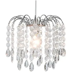 Contemporary Waterfall Pendant Shade with Transparent Acrylic Droplets and Beads