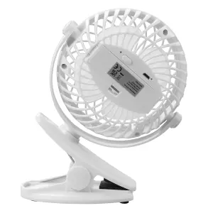 Hardys 3 Speed USB Rechargeable Clip On Cooling Portable Fan Desk Computer Pushchair - White