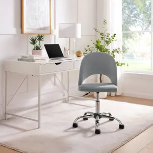 Furniturebox UK Courtney Grey Velvet and Silver Office Chair