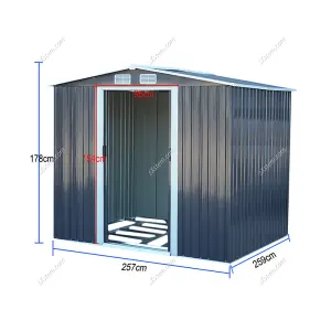 10 x 8ft Charcoal Black Garden Metal Storage Tool Shed with Base Foundation