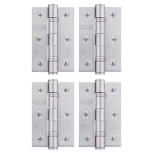 AFIT Satin Chrome Door Hinges - 3 Inch / 76mm  Internal Fire Door Hinges - 2 Pairs