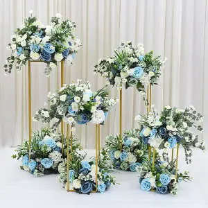 Tall Golden Metal Geometric Flower Stand Pedestal Rack Wedding Display Rack 100 cm