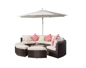 Monaco Luxury Large Rattan Garden Sofa Set - Brown