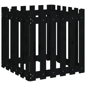 Berkfield Garden Planter with Fence Design Black 60x60x60 cm Solid Wood Pine