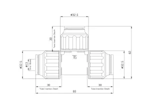 Flomasta SPT67666M White Push-fit Equal Pipe tee (Dia)15mm x 15mm x 15mm