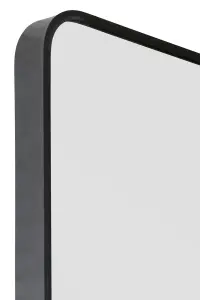 MirrorOutlet  Angulis - Black Aluminium metal curved Edge Full length Wall Leaner Mirror 68"x33" (174X85CM)