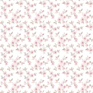 Galerie Secret Garden Off White/Pink Delicate Flower Trail Wallpaper Roll