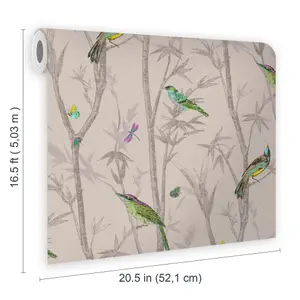 Next Chinoiserie bird trail Natural Smooth Wallpaper