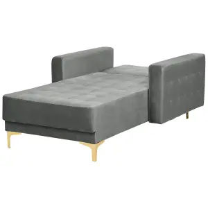 Velvet Chaise Lounge Grey ABERDEEN