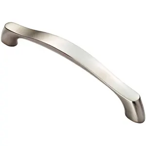 Chunky Arched Grip Pull Handle 194 x 17mm 160mm Fixing Centres Satin Nickel