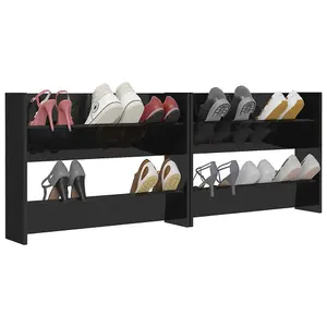 Berkfield Wall Shoe Cabinets 2 pcs High Gloss Black 80x18x60 cm Engineered Wood