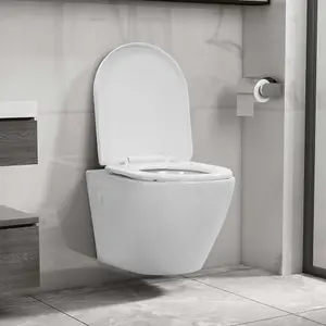 Berkfield Wall Hung Rimless Toilet Ceramic White