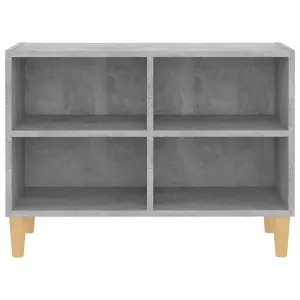 Berkfield TV Cabinet with Solid Wood Legs Concrete Grey 69.5x30x50 cm