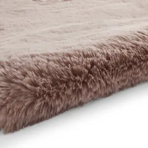 Sheepskin Rose Plain Shaggy Rug, 50mm Thickness Modern Rug, Luxurious Rug for Living Room, & Dining Room-60cm X 180cm (Double)