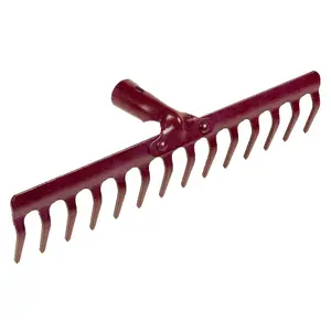 Steel Garden Rake for Hay, Leaves, Lawn, 39 cm / 15 in with 14 Tins, Ideal Gardening Tool (No Handle)