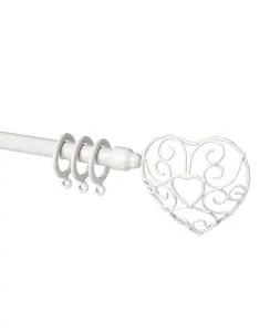 13 - 16mm   Heart End Metal Curtain Pole Set - Cream