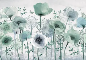 Art For the Home Poppy Teal Print To Order Fixed Size Mural