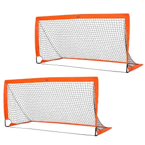 HOMCOM Football Goal Folding Outdoor with All Weather Net 6'x3' Orange