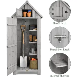 Slim Wooden Outdoor Storage Shed - Grey