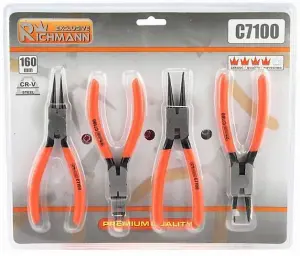 RICHMANN C7100, circlip pliers set 4 pcs internal external 160mm straight bent