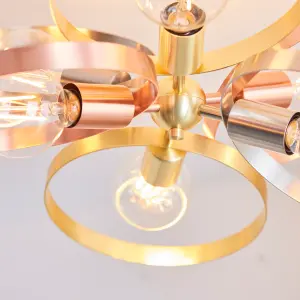 Anson Lighting Dalhart 6lt Semi Flush light finished in Brushed brass, nickel and copper plate