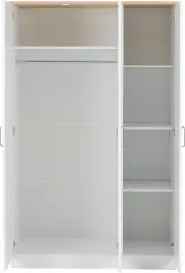 Portland 3 Door Wardrobe in White with Oak Effect Finish