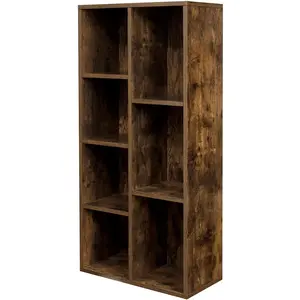 VASAGLE 7-Compartment Bookcase, 7 Open Slots Bookshelf, Display Storage Rack, in Living Room Studio and Office, 50 x 24 x 106 cm