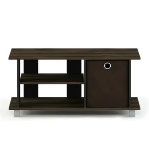 Furinno Simplistic TV Entertainment Center with Bin Drawers, Columbia Walnut/Dark Brown