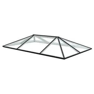 Atlas Black Regular Roof lantern with Self Clean Solar Clear glass, (L)4m (W)2m (H)570mm