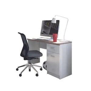 Andy Desk with Storage - White