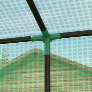 Walk-in Garden Green House with Large Roll-up Door and 2 Mesh Windows, Green