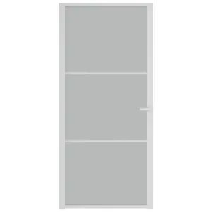 Berkfield Interior Door 93x201.5 cm White Matt Glass and Aluminium