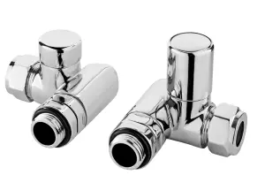 Corner Minimalist Dual Fuel Round Radiator Valves, Sold in Pairs - Chrome