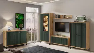 Parii TV Cabinet in Green - W1300mm H560mm D370mm, Vibrant and Functional