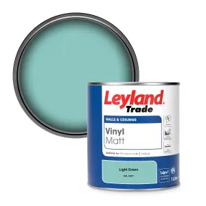 Leyland Trade Vinyl Matt Walls & Ceilings Emulsion Paint Light Green (RAL 6027) 1L