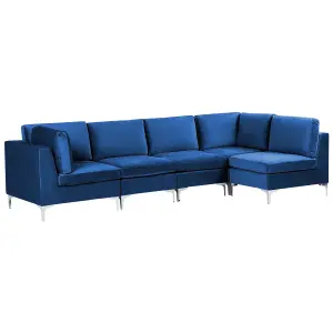 Corner Sofa EVJA Navy Blue Velvet Left Hand