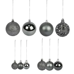 100 Piece Shatterproof Christmas Bauble Set Gray