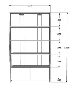 Decorotika Elena Bookcase Bookshelf Display Unit with Two Cabinets