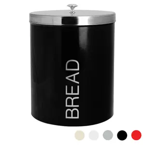 Harbour Housewares - Round Metal Kitchen Bread Bin - Black