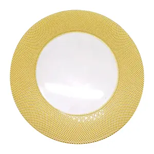 Neel Blue Charger Plates for Table Decoration - Checkered Gold