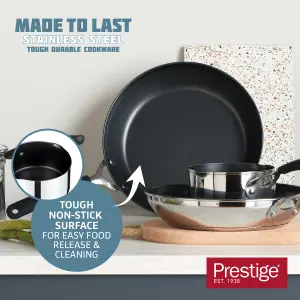 Prestige Made to Last Silver Round Stainless Steel Cookware Set with Soft Grip Silicone Handles Pack of 5