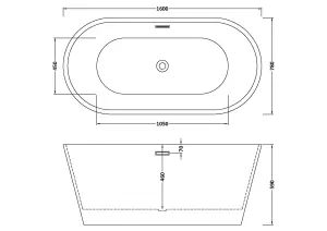 Contemporary Oval Freestanding Bath from Balterley - 1600mm x 750mm