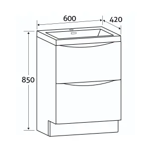 Eden 600mm Floorstanding Vanity Unit in Redwood & Grey Glass Basin