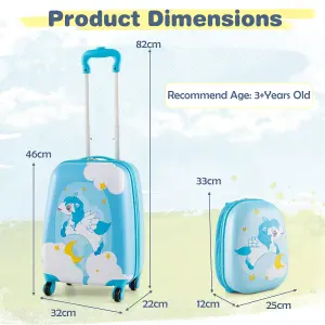 Costway 2PCS 12" 16" ABS Kids Suitcase Backpack Luggage Set School Travel Lightweight