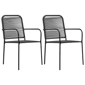 Berkfield Garden Chairs 2 pcs Cotton Rope and Steel Black