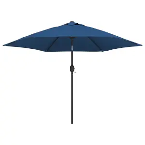 Berkfield Outdoor Parasol with LED Lights and Steel Pole 300 cm Azure