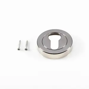 50mm Euro Profile Round Escutcheon Concealed Fix Polished Nickel Keyhole Cover